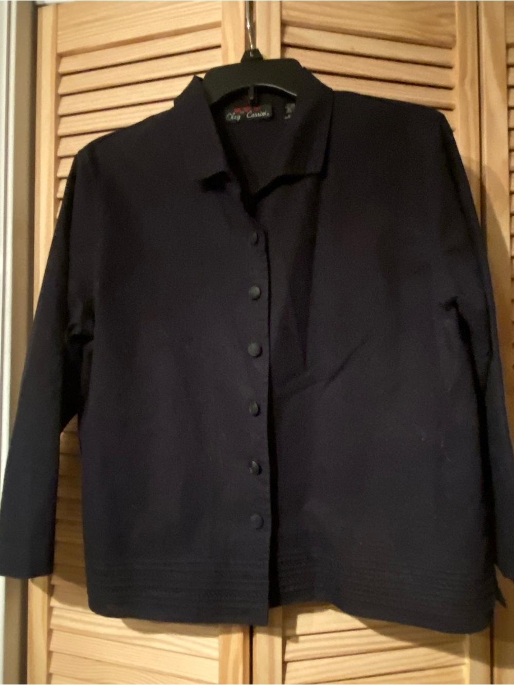 Oleg Cassini Navy Button-Front Women's Shirt Jacket